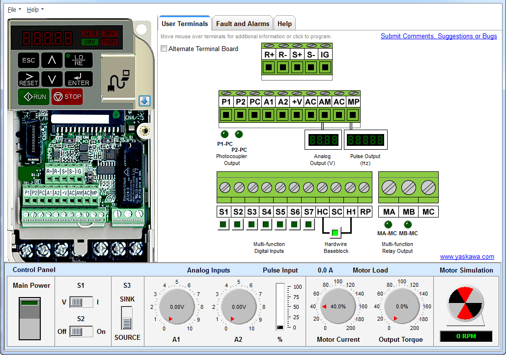 شبیه‌ ساز اینورتر SW.V1000 یاسکاوا